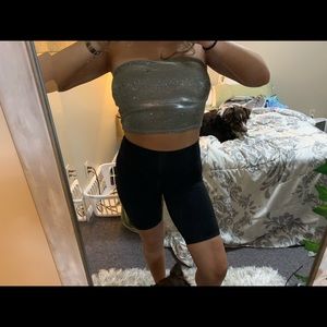 Silver Sparkly Glitter Tube Top